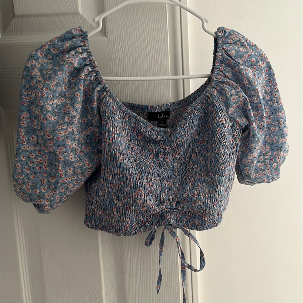 Lulu's Blue Floral Smocked Top & Skirt Matching Set